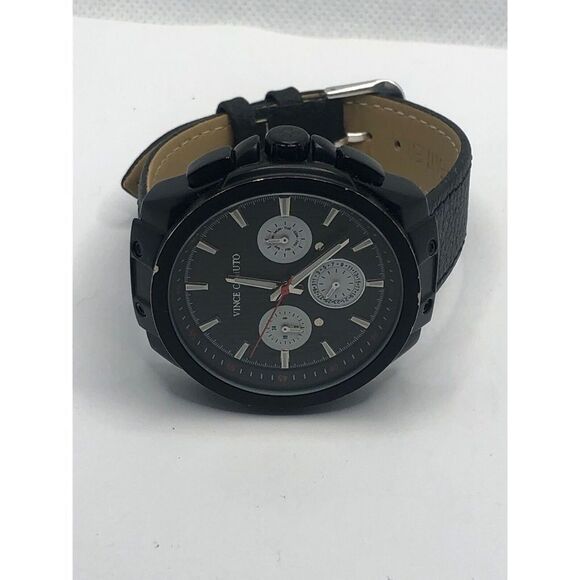 Vince Camuto Unisex Black Leather Digital Black Dial Quartz Genuine Watch OP199 - Picture 5 of 9
